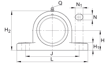 直立式軸承座單元 RASEY50-TV-VA, 塑料軸承座，內(nèi)圈帶平頭螺釘?shù)耐馇蛎媲蜉S承，耐腐蝕設(shè)計(jì)，R密封