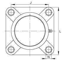 軸承座單元 RCJY25-TV-VA, 四孔塑料軸承座，內(nèi)圈帶平頭螺釘?shù)耐馇蛎媲蜉S承，耐腐蝕設(shè)計(jì)，R 型密封