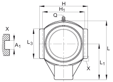 吊裝式軸承座單元 RTUEY30-TV-VA, 塑料軸承座，內(nèi)圈帶平頭螺釘?shù)耐馇蛎媲蜉S承，耐腐蝕設(shè)計(jì)，R 型密封