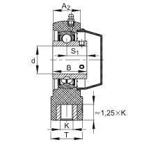 吊裝式軸承座單元 RTUEY30-TV-VA, 塑料軸承座，內(nèi)圈帶平頭螺釘?shù)耐馇蛎媲蜉S承，耐腐蝕設(shè)計(jì)，R 型密封