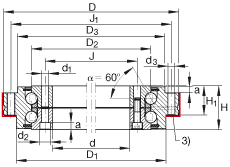推力角接觸球軸承 ZKLDF460, 雙向，螺釘安裝，兩側(cè)帶密封蓋