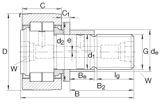 螺栓型滾輪 NUKRE35, 軸向引導，滿裝圓柱滾子，帶偏心擋圈，兩側(cè)迷宮密封