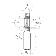 桿端軸承 GAR25-DO, 根據(jù) DIN ISO 12 240-4 標準，帶右旋外螺紋，需維護
