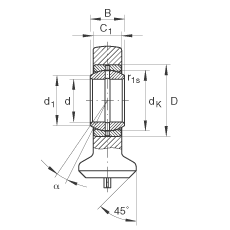 液壓桿端軸承 GK45-DO, 根據(jù) DIN ISO 12 240 標(biāo)準(zhǔn)，帶焊接面，需維護(hù)