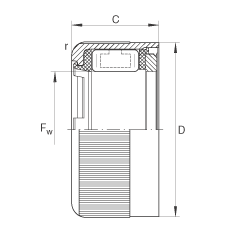 沖壓外圈滾柱離合器 HFL0606-KF-R, 滑動(dòng)或滾動(dòng)軸承布置，塑料彈簧，外圈滾花