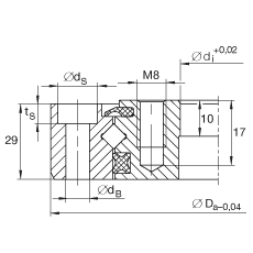 交叉滾子軸承 XU080120, 無齒，兩側(cè)唇密封
