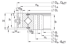 交叉滾子軸承 XI120288-N, 有內(nèi)齒，兩側(cè)唇密封