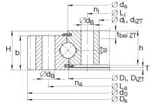 四點接觸球軸承 VA160235-N, 有外齒，兩側唇密封