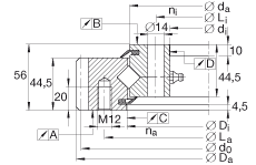 交叉滾子軸承 XSA141094-N, 標(biāo)準(zhǔn)系列 14， 外部的齒輪齒，兩側(cè)唇密封