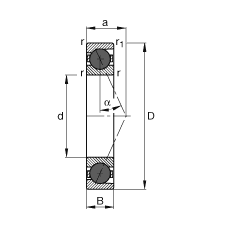 主軸軸承 HCB71908-E-T-P4S, 調(diào)節(jié)，成對或單元安裝，接觸角 α = 25°，陶瓷球，限制公差