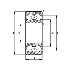深溝球軸承 4211-B-TVH, 根據(jù) DIN 625-3 標(biāo)準(zhǔn)的主要尺寸，雙列