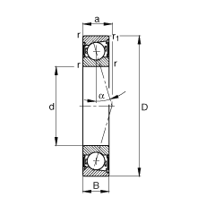 主軸軸承 B71921-C-2RSD-T-P4S, 調(diào)節(jié)，成對(duì)安裝，接觸角 α = 15°，兩側(cè)唇密封，非接觸，加嚴(yán)公差