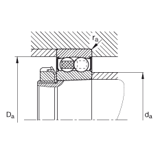 自調心球軸承 2206-K-2RS-TVH-C3, 根據(jù) DIN 630 標準的主要尺寸, 錐孔，錐度 1:12，兩側唇密封