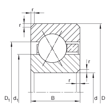 薄截面軸承 CSXD180, 四點接觸球軸承，類型X，運行溫度 -54°C 到 +120°C