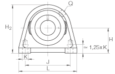 直立式軸承座單元 PSHEY50-N, 鑄鐵軸承座，內(nèi)圈帶平頭螺釘?shù)耐馇蛎媲蜉S承，P 型密封