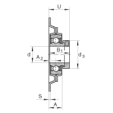 吊裝式軸承座單元 MSTU30, 鋼板軸承座，帶偏心鎖圈的外球面球軸承，P型密封，帶再潤(rùn)滑結(jié)構(gòu)