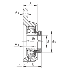 軸承座單元 PCFTR50, 帶三個(gè)螺栓孔的法蘭的軸承座單元，鑄鐵，偏心鎖圈，P型密封