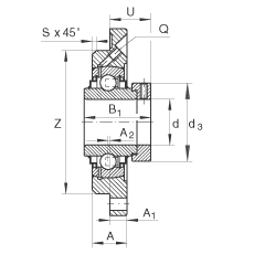 軸承座單元 RME40-N, 帶四個(gè)螺栓孔的法蘭的軸承座單元，定心凸出物，鑄鐵，偏心鎖圈，R 型密封