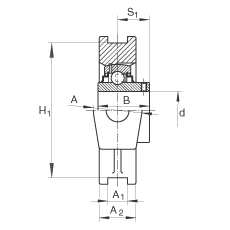 吊裝式軸承座單元 RTUEY30, 鑄鐵軸承座，內(nèi)圈帶平頭螺釘?shù)耐馇蛎媲蜉S承，R密封