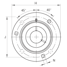 軸承座單元 GRA50, 帶三個(gè)/四個(gè)螺栓孔的法蘭的軸承座單元，沖壓鋼板，偏心鎖圈，P 型密封