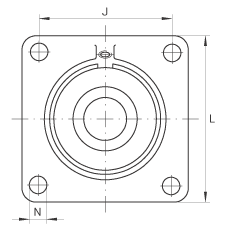 軸承座單元 PCCJ40, 帶四個螺栓孔的法蘭的軸承座單元，鑄鐵，雙列角接觸球軸承，P 型密封