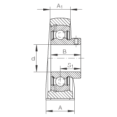 直立式軸承座單元 PSHEY50-N, 鑄鐵軸承座，內(nèi)圈帶平頭螺釘?shù)耐馇蛎媲蜉S承，P 型密封
