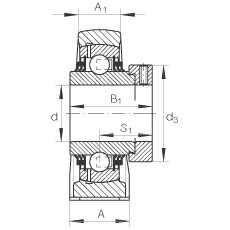 直立式軸承座單元 TSHE30-N, 鑄鐵軸承座，帶偏心鎖圈的外球面球軸承，T 型密封