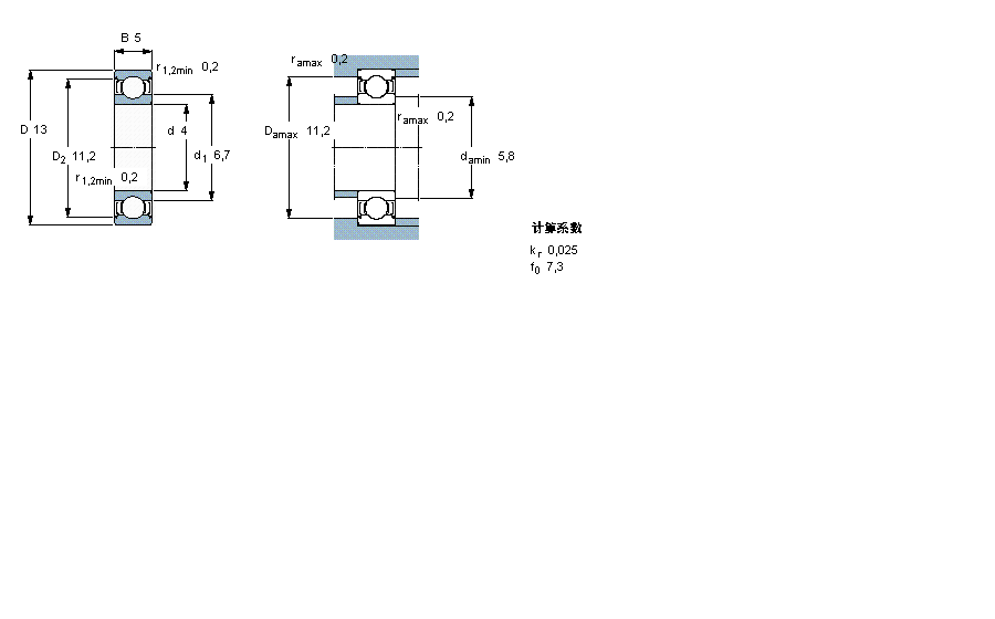 SKF 深溝球軸承, 單列, 兩面防塵罩624-2Z樣本圖片