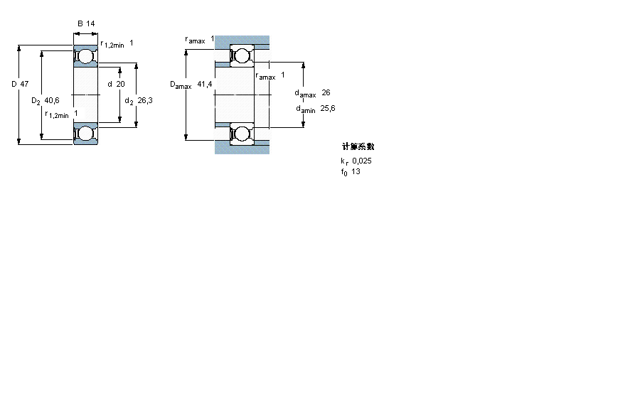 SKF 深溝球軸承, 單列, 低摩擦單面密封件6204-RSL樣本圖片