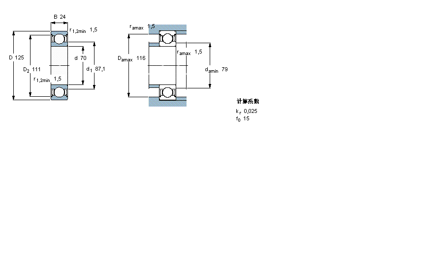 SKF 深溝球軸承, 單列, 兩面防塵罩6214-2Z樣本圖片