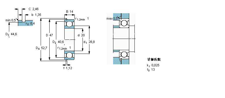 SKF 深溝球軸承, 單列，帶止動(dòng)環(huán)槽, 無(wú)密封件6204N樣本圖片