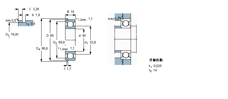 SKF 深溝球軸承, 單列，帶止動環(huán)槽, 無密封件6208N樣本圖片