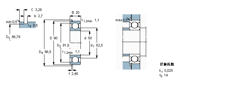 SKF 深溝球軸承, 單列，帶止動環(huán)槽, 無密封件6210NR樣本圖片