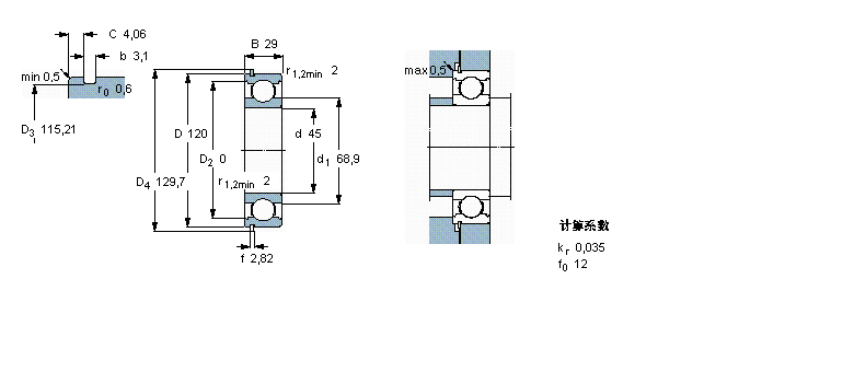 SKF 深溝球軸承, 單列，帶止動(dòng)環(huán)槽, 無密封件6409NR樣本圖片