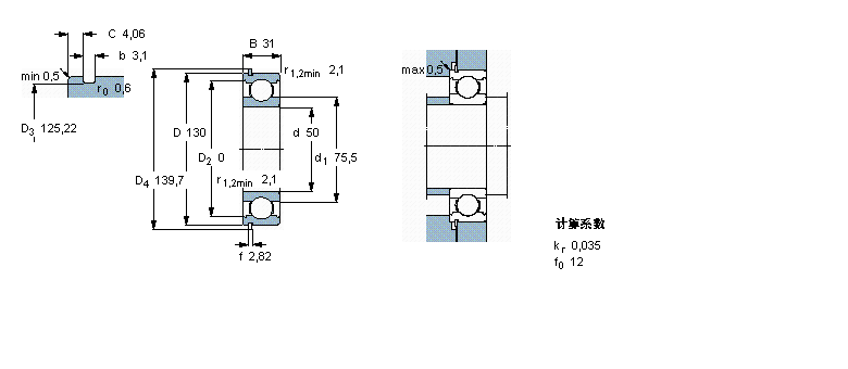 SKF 深溝球軸承, 單列，帶止動環(huán)槽, 無密封件6410NR樣本圖片