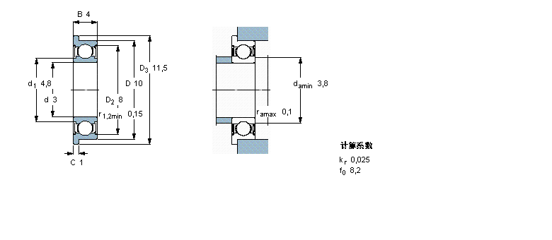 SKF 深溝球軸承, 單列，不銹鋼，帶法蘭, 兩面防塵罩W623-2ZR樣本圖片