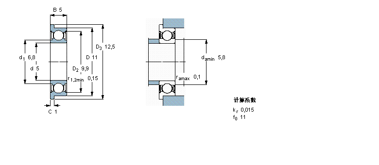 SKF 深溝球軸承, 單列，不銹鋼，帶法蘭, 兩面防塵罩W638/5-2ZR樣本圖片
