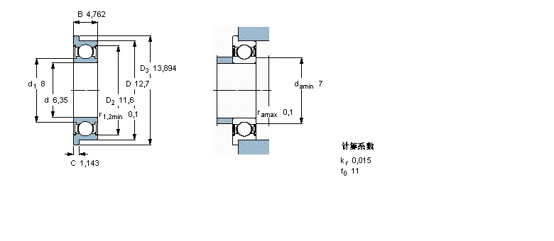 SKF 深溝球軸承, 單列，不銹鋼，帶法蘭, 兩面防塵罩WEERB004-2ZR樣本圖片