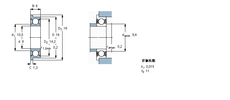 SKF 深溝球軸承, 單列，不銹鋼，帶法蘭, 兩面防塵罩W638/8-2ZR樣本圖片