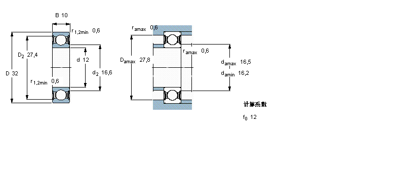 SKF 深溝球軸承, 單列陶瓷混合軸承, 低摩擦兩面密封件6201-2RSLTN9/HC5C3WT樣本圖片