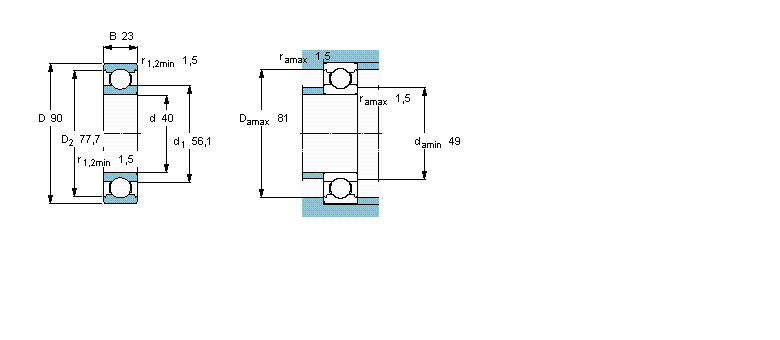 SKF 深溝球軸承, 用于高溫的深溝球軸承, 無(wú)密封件6308/VA201樣本圖片