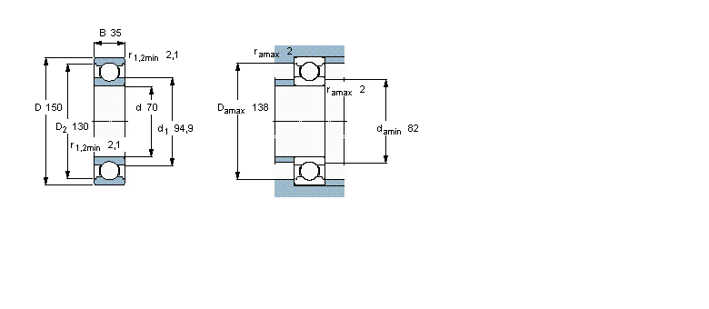 SKF 深溝球軸承, 用于高溫的深溝球軸承, 無密封件6314/VA201樣本圖片