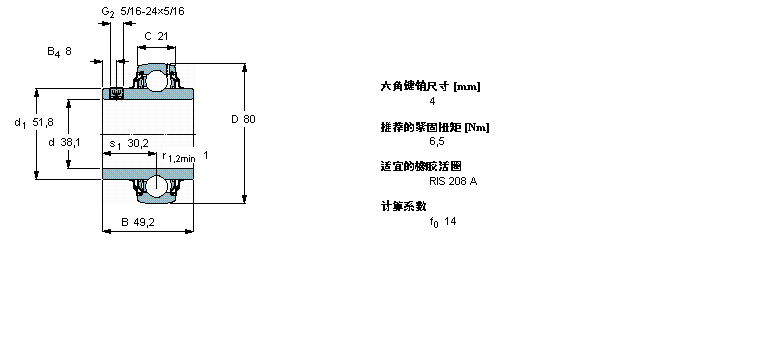 SKF Y-軸承, 帶平頭螺釘鎖定的, YAR 2-2RFYAR208-108-2RF樣本圖片