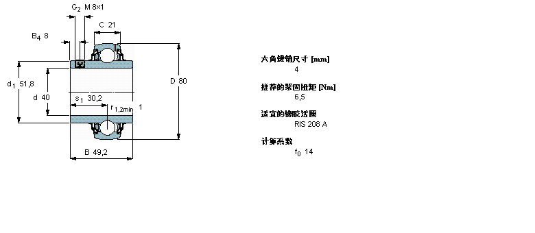 SKF Y-軸承, 帶平頭螺釘鎖定的, YAR 2-2RF/VE495YAR208-2RF/VE495樣本圖片