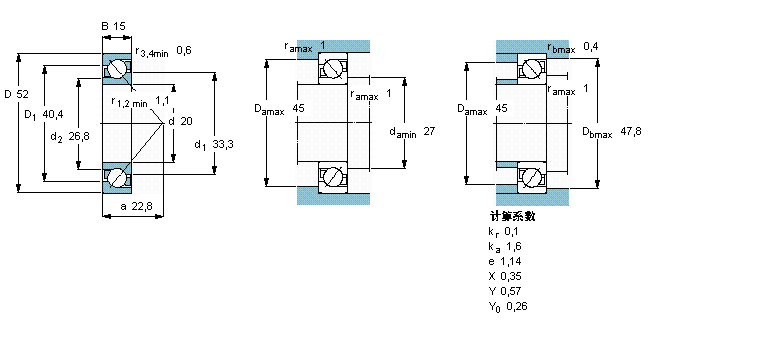 SKF 角接觸球軸承, 單列7304BECBM樣本圖片