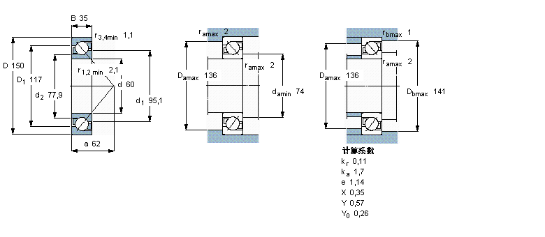 SKF 角接觸球軸承, 單列7412BCBM樣本圖片