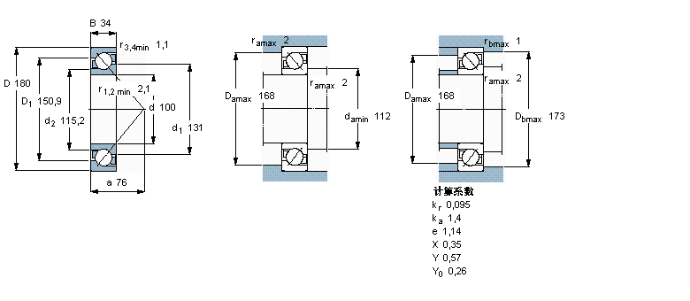 SKF 角接觸球軸承, 單列7220BECCM樣本圖片