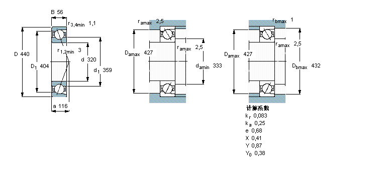 SKF 角接觸球軸承, 單列71964AC樣本圖片