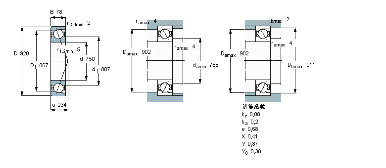 SKF 角接觸球軸承, 單列718/750ACMB樣本圖片