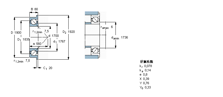 SKF 角接觸球軸承, 單列, 公制軸承, 外圈有擋邊BA1B307756樣本圖片